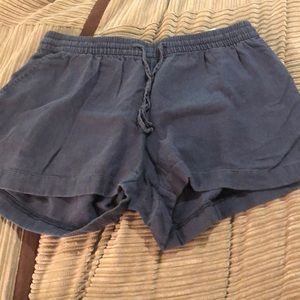 Navy linen blend shorts